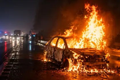 delhi mumbai expressway car fire 5 dead alwar accident
