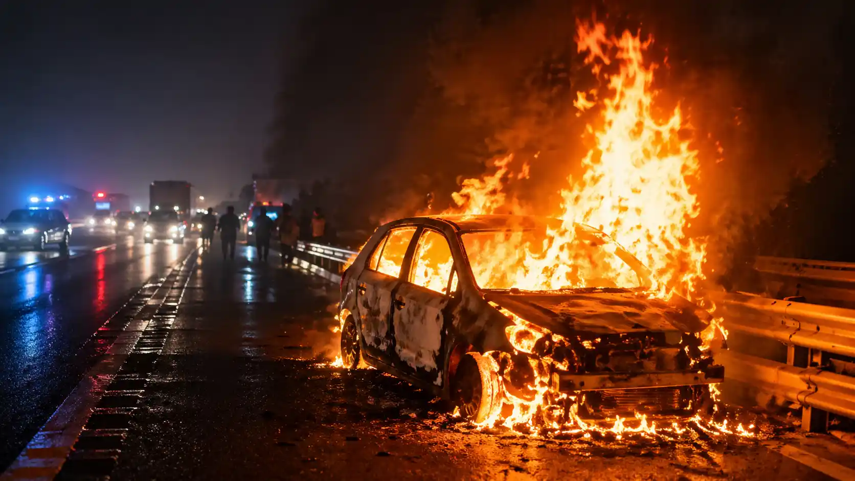 delhi mumbai expressway car fire 5 dead alwar accident
