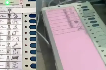 khela in bengal elections on mamata banerjees nephews seat allegation of tape on bjp button in evm