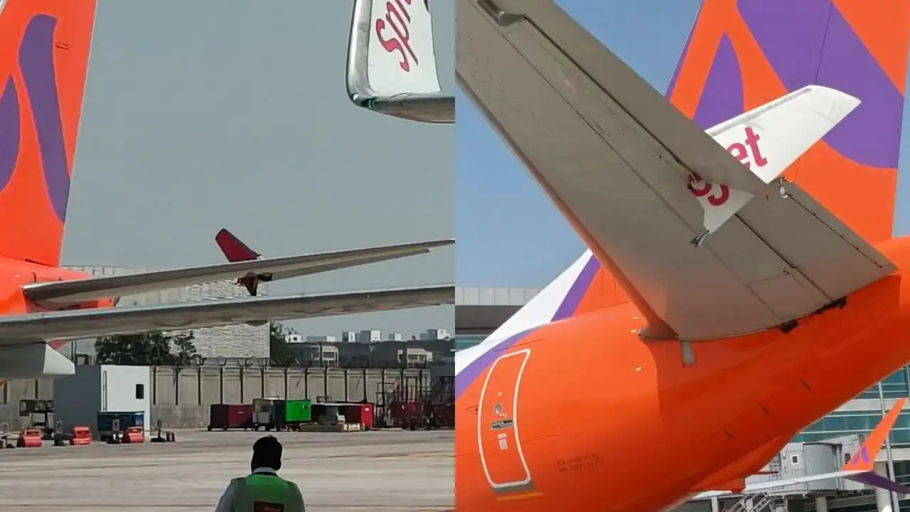major plane accident averted at delhi airport two aircraft collide during