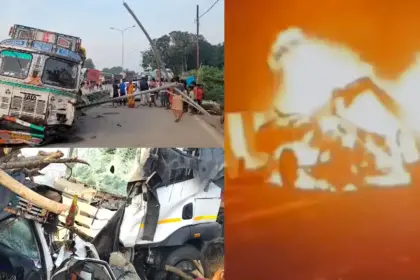 mirzapur road accident 11 dead truck brake fail collision