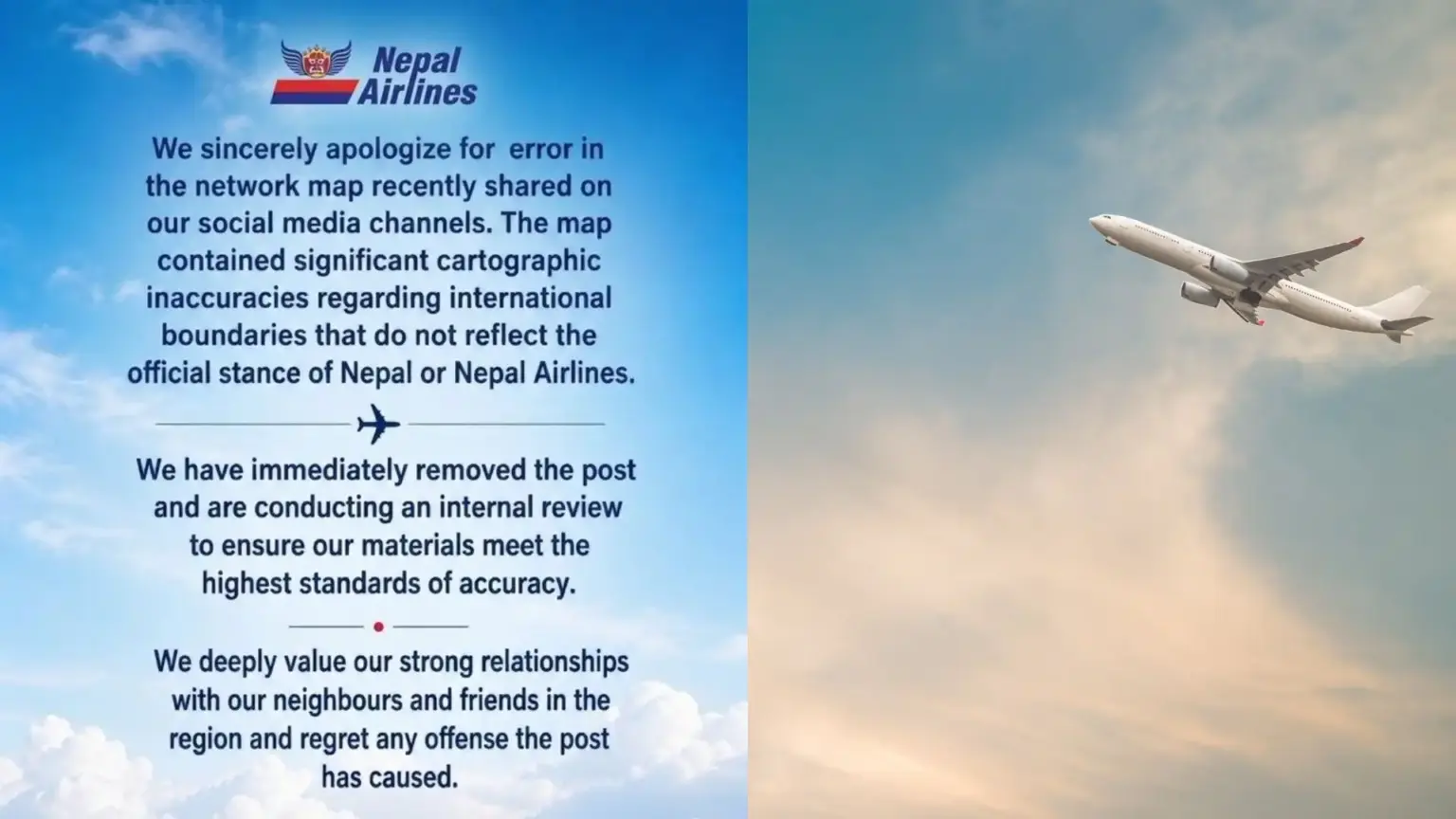nepal airlines wrong map india apology controversy
