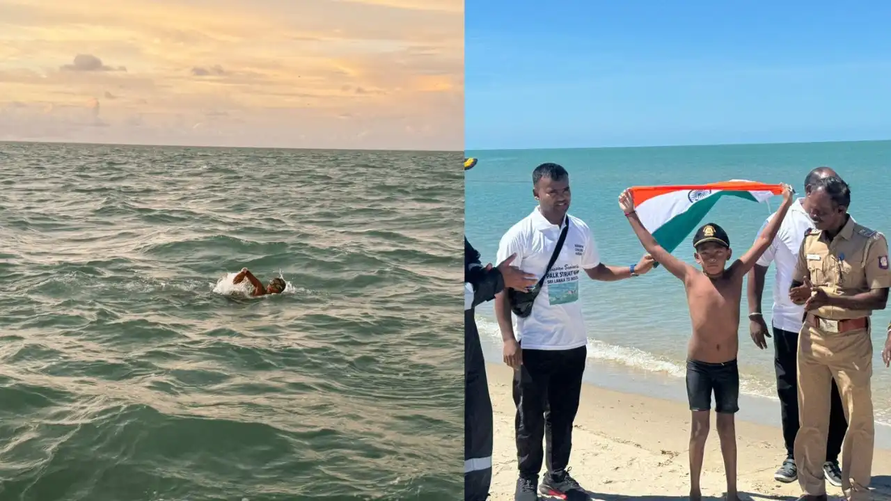 7 year old swimmer ishank singh crosses two countries in just 10 hours sets world record from ranchi