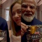 pm modi gifts melody to italian prime minister giorgia meloni video goes viral
