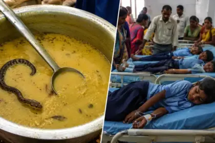 snake found in bihar mid day meal over 250 children fall ill after eating hospitalised