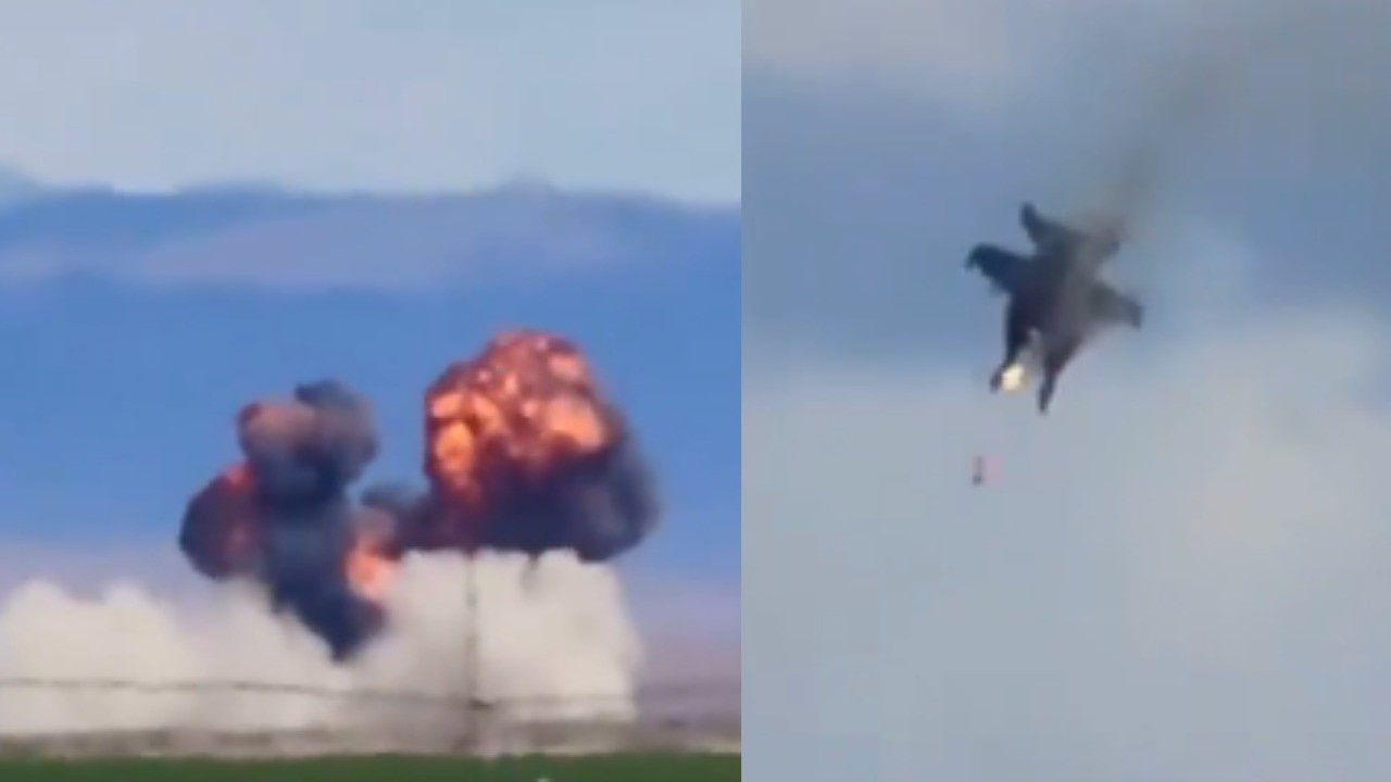 two fighter jets collide mid air during us air show wreckage bursts into flames